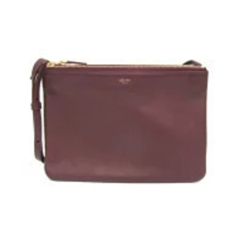 Celine Trio Crossbody Leather Shoulder Bag Wine Red